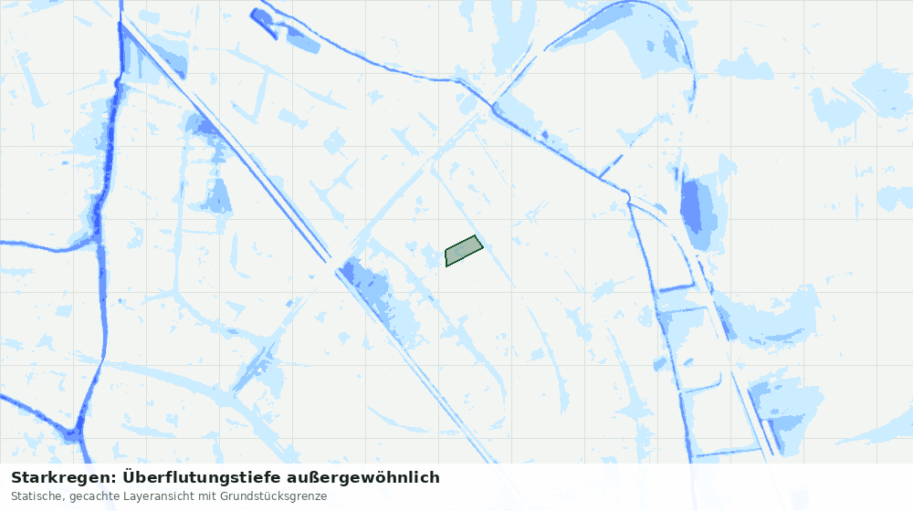 Statische Kartenansicht: Starkregen: Überflutungstiefe außergewöhnlich