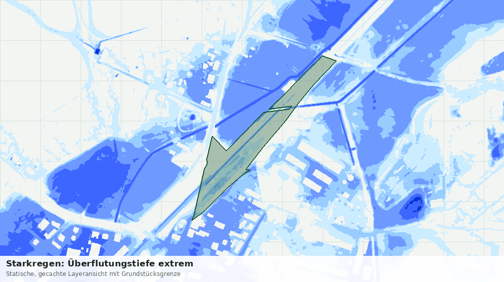 Statische Kartenansicht: Starkregen: Überflutungstiefe extrem