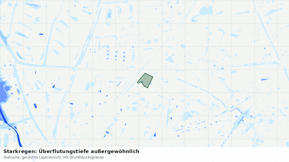 Statische Kartenansicht: Starkregen: Überflutungstiefe außergewöhnlich