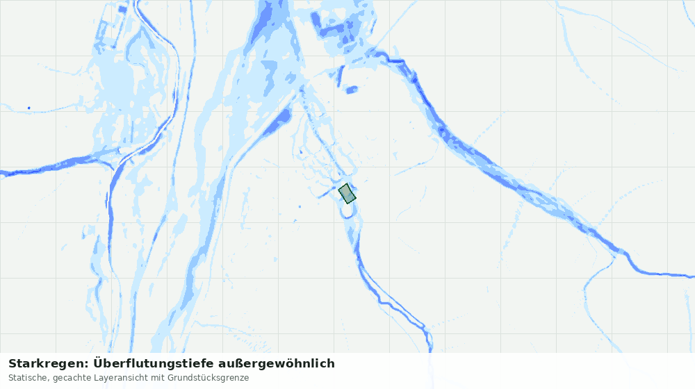 Statische Kartenansicht: Starkregen: Überflutungstiefe außergewöhnlich