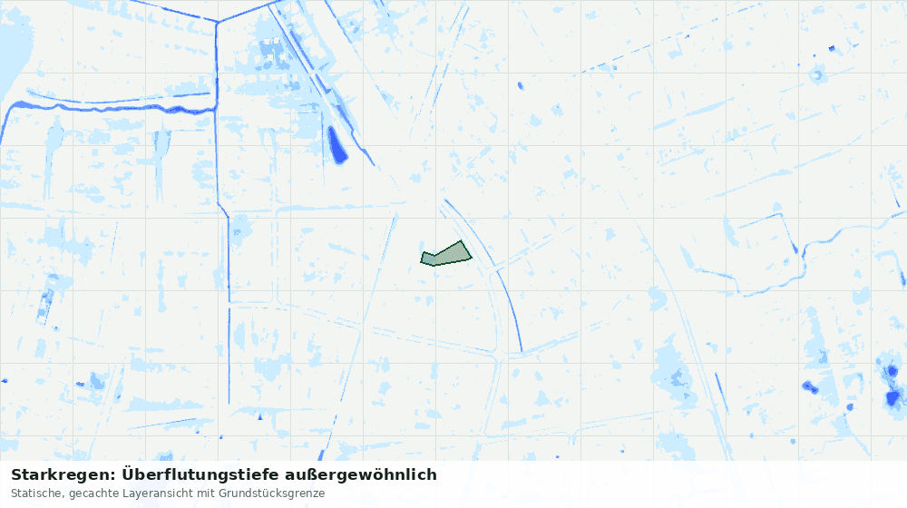 Statische Kartenansicht: Starkregen: Überflutungstiefe außergewöhnlich