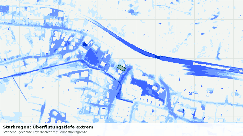 Statische Kartenansicht: Starkregen: Überflutungstiefe extrem