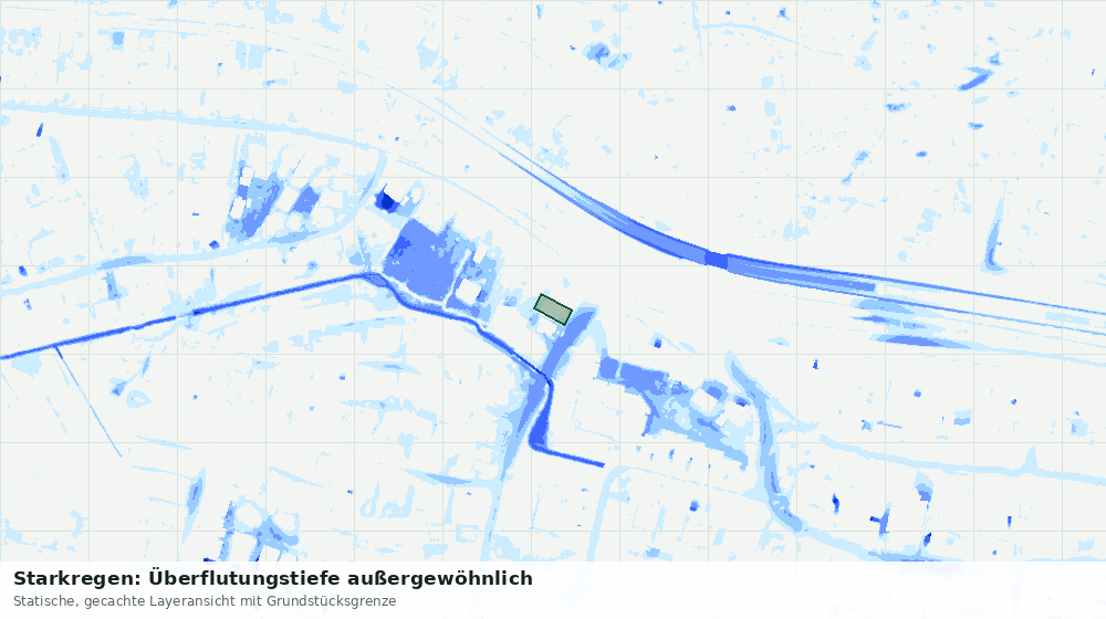 Statische Kartenansicht: Starkregen: Überflutungstiefe außergewöhnlich