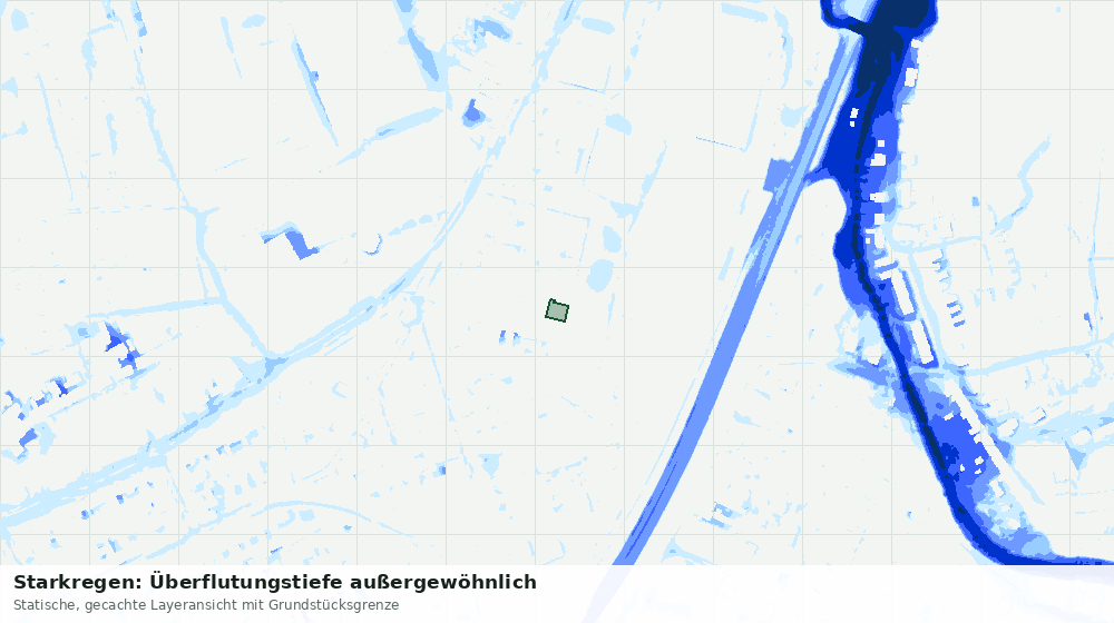 Statische Kartenansicht: Starkregen: Überflutungstiefe außergewöhnlich