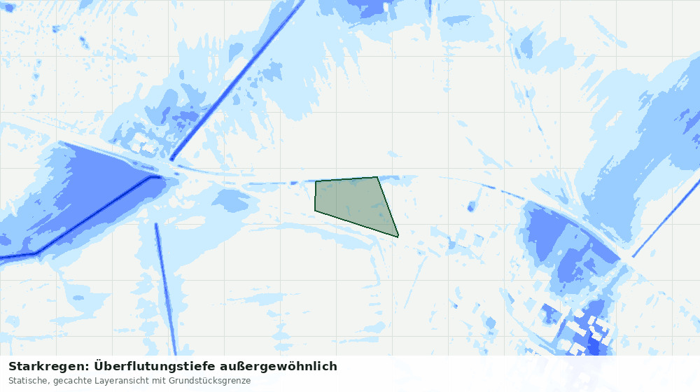 Statische Kartenansicht: Starkregen: Überflutungstiefe außergewöhnlich