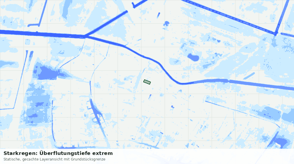 Statische Kartenansicht: Starkregen: Überflutungstiefe extrem