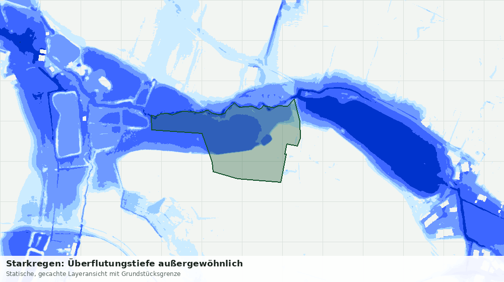 Statische Kartenansicht: Starkregen: Überflutungstiefe außergewöhnlich