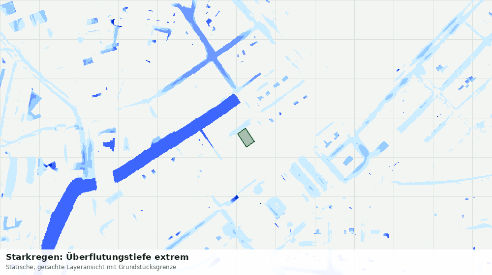 Statische Kartenansicht: Starkregen: Überflutungstiefe extrem