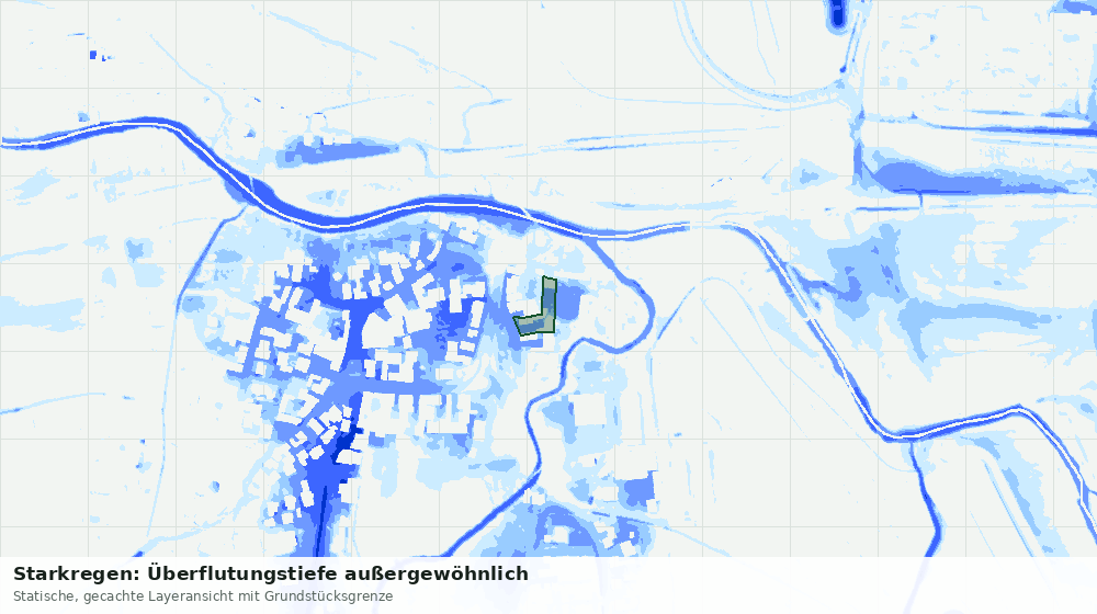 Statische Kartenansicht: Starkregen: Überflutungstiefe außergewöhnlich