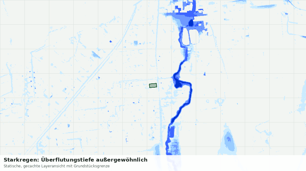 Statische Kartenansicht: Starkregen: Überflutungstiefe außergewöhnlich