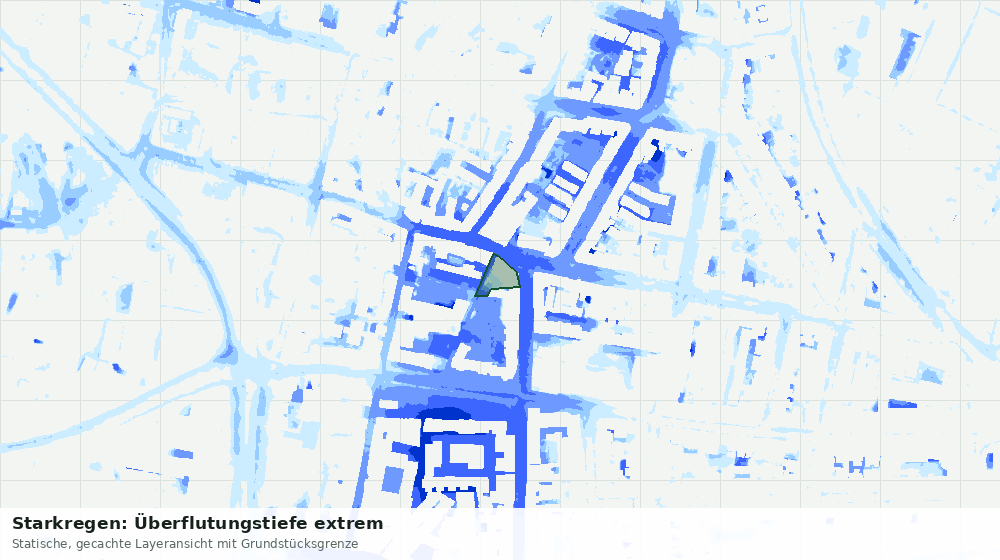 Statische Kartenansicht: Starkregen: Überflutungstiefe extrem