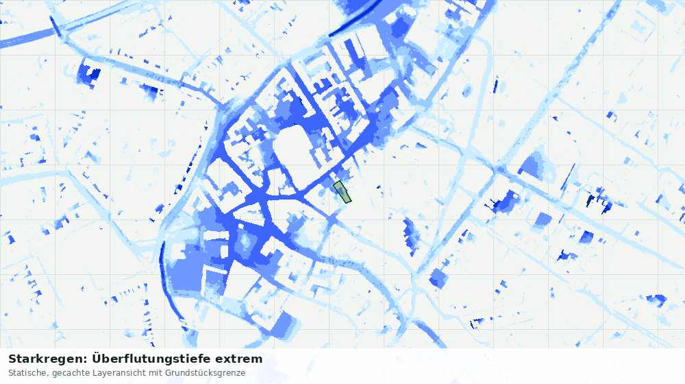 Statische Kartenansicht: Starkregen: Überflutungstiefe extrem