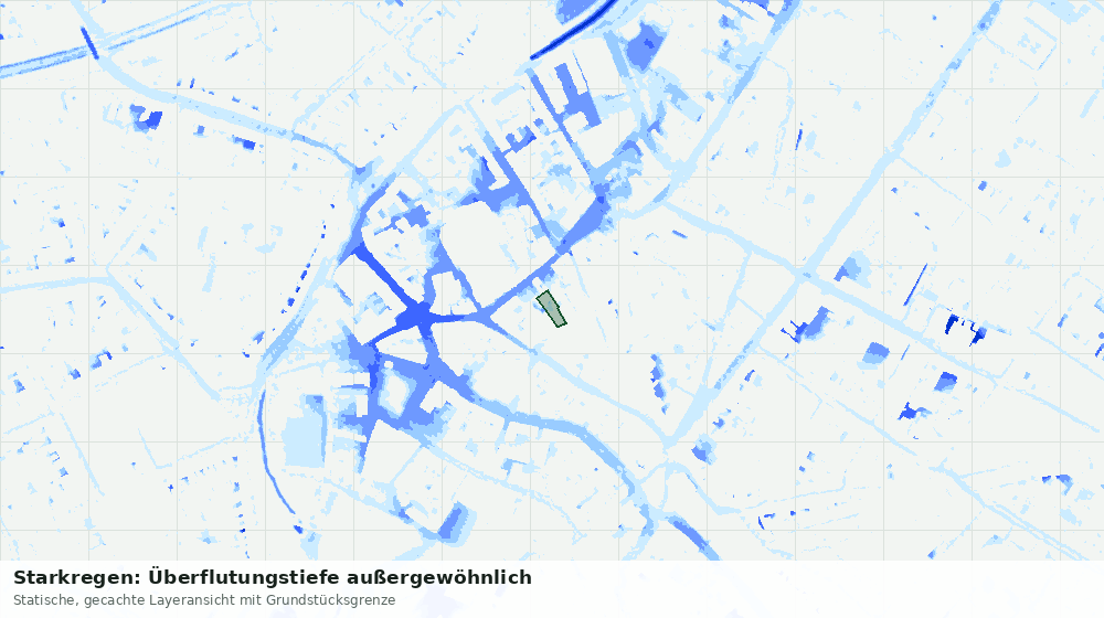Statische Kartenansicht: Starkregen: Überflutungstiefe außergewöhnlich