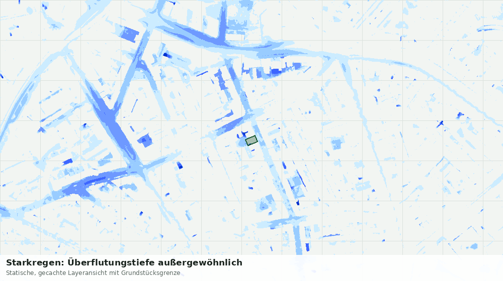 Statische Kartenansicht: Starkregen: Überflutungstiefe außergewöhnlich