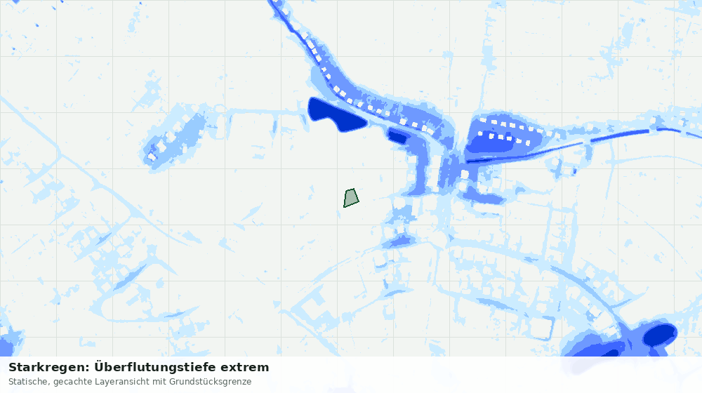 Statische Kartenansicht: Starkregen: Überflutungstiefe extrem