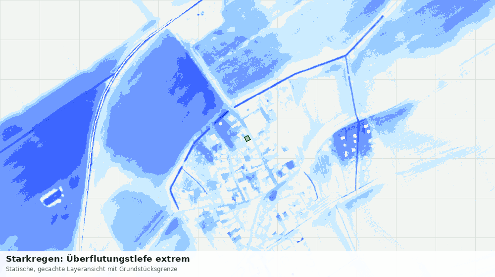 Statische Kartenansicht: Starkregen: Überflutungstiefe extrem
