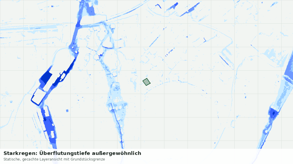 Statische Kartenansicht: Starkregen: Überflutungstiefe außergewöhnlich