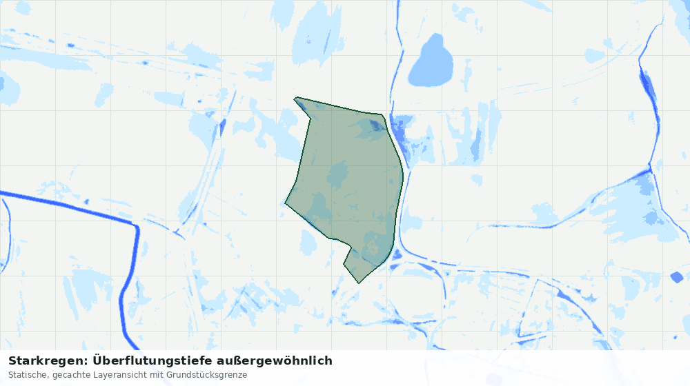 Statische Kartenansicht: Starkregen: Überflutungstiefe außergewöhnlich