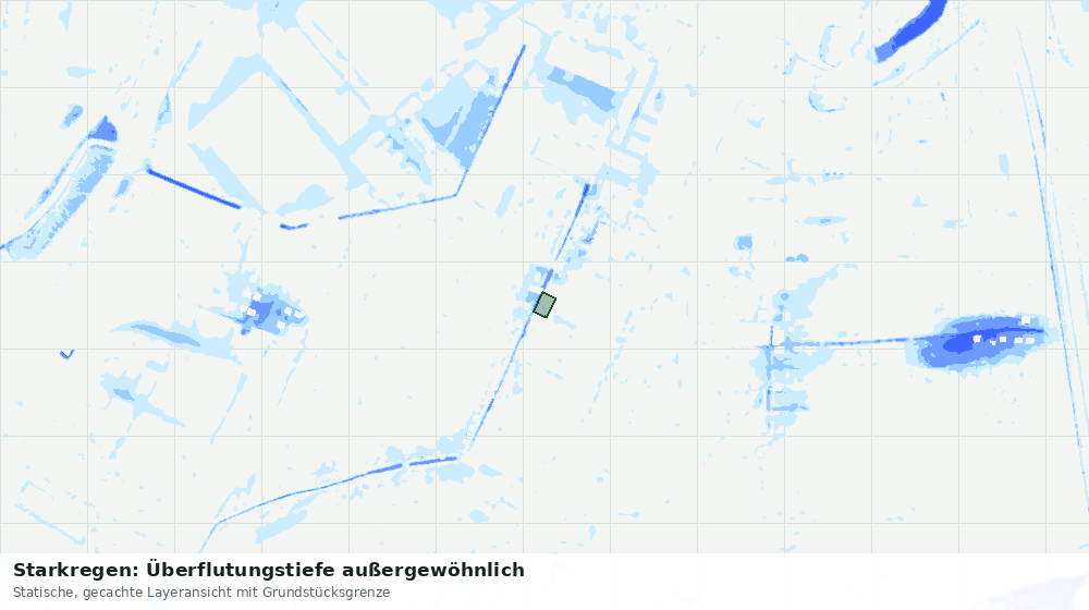 Statische Kartenansicht: Starkregen: Überflutungstiefe außergewöhnlich