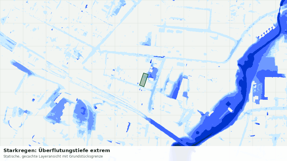 Statische Kartenansicht: Starkregen: Überflutungstiefe extrem