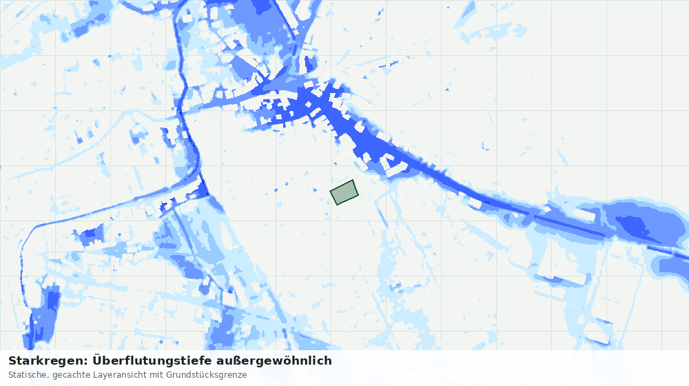 Statische Kartenansicht: Starkregen: Überflutungstiefe außergewöhnlich
