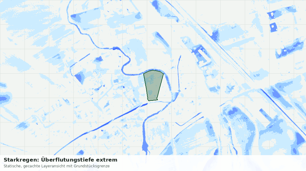 Statische Kartenansicht: Starkregen: Überflutungstiefe extrem