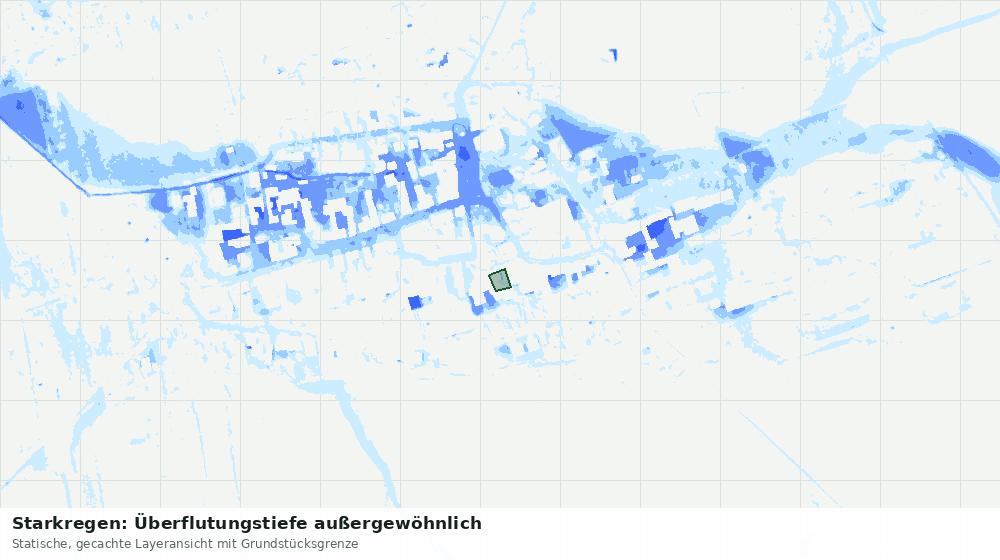 Statische Kartenansicht: Starkregen: Überflutungstiefe außergewöhnlich