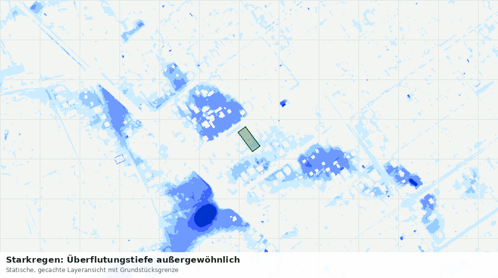 Statische Kartenansicht: Starkregen: Überflutungstiefe außergewöhnlich