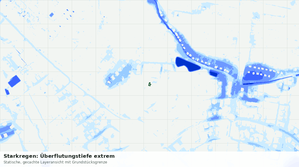Statische Kartenansicht: Starkregen: Überflutungstiefe extrem