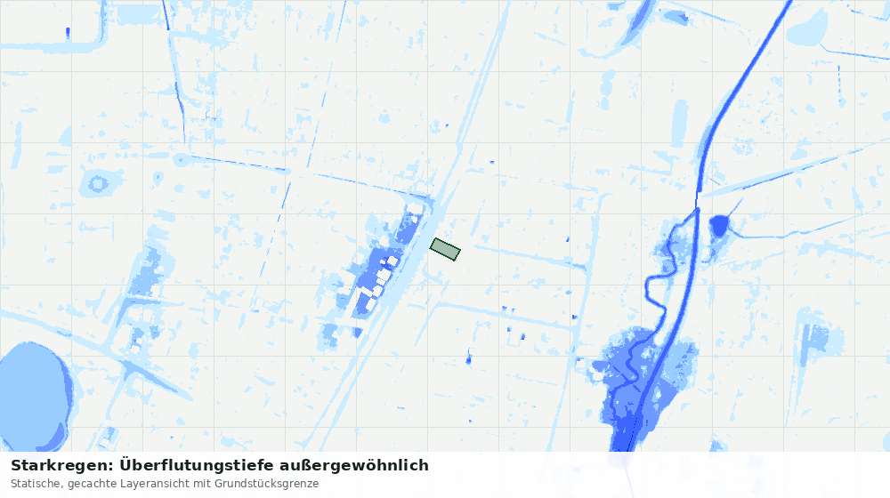Statische Kartenansicht: Starkregen: Überflutungstiefe außergewöhnlich