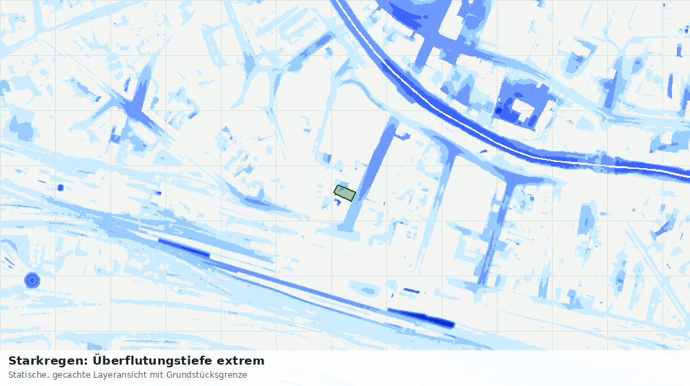 Statische Kartenansicht: Starkregen: Überflutungstiefe extrem