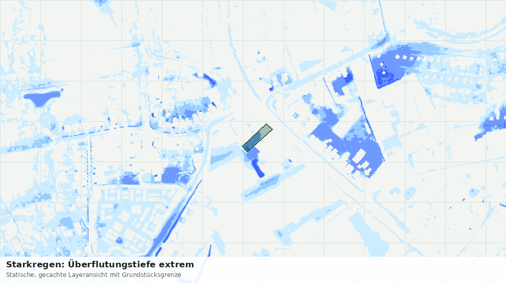 Statische Kartenansicht: Starkregen: Überflutungstiefe extrem