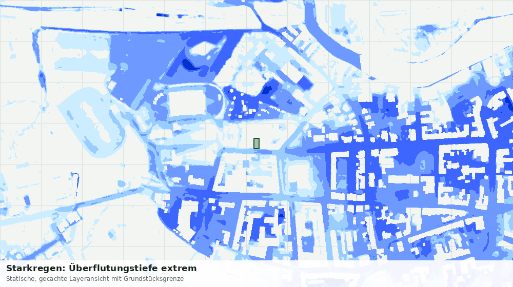 Statische Kartenansicht: Starkregen: Überflutungstiefe extrem