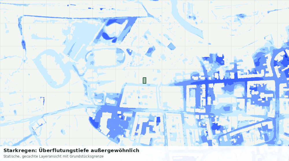 Statische Kartenansicht: Starkregen: Überflutungstiefe außergewöhnlich