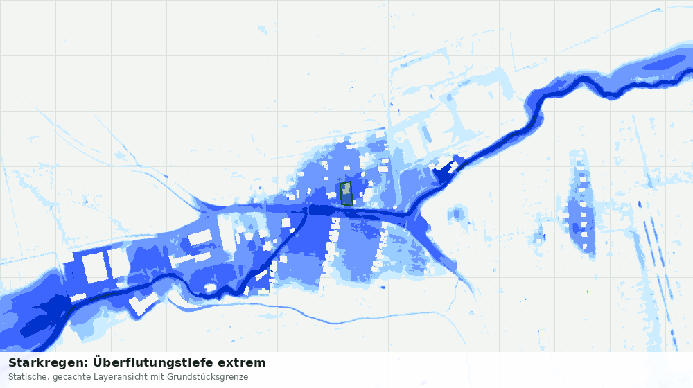 Statische Kartenansicht: Starkregen: Überflutungstiefe extrem