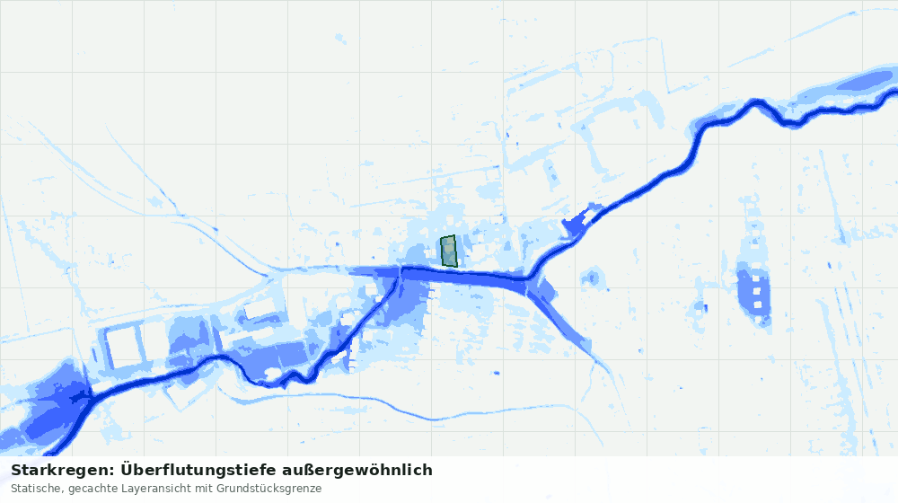 Statische Kartenansicht: Starkregen: Überflutungstiefe außergewöhnlich