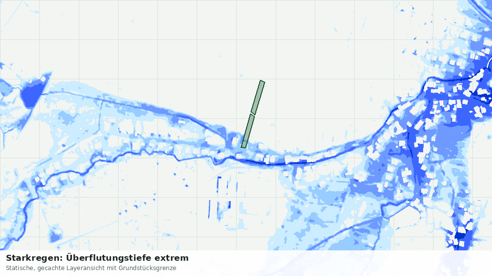 Statische Kartenansicht: Starkregen: Überflutungstiefe extrem