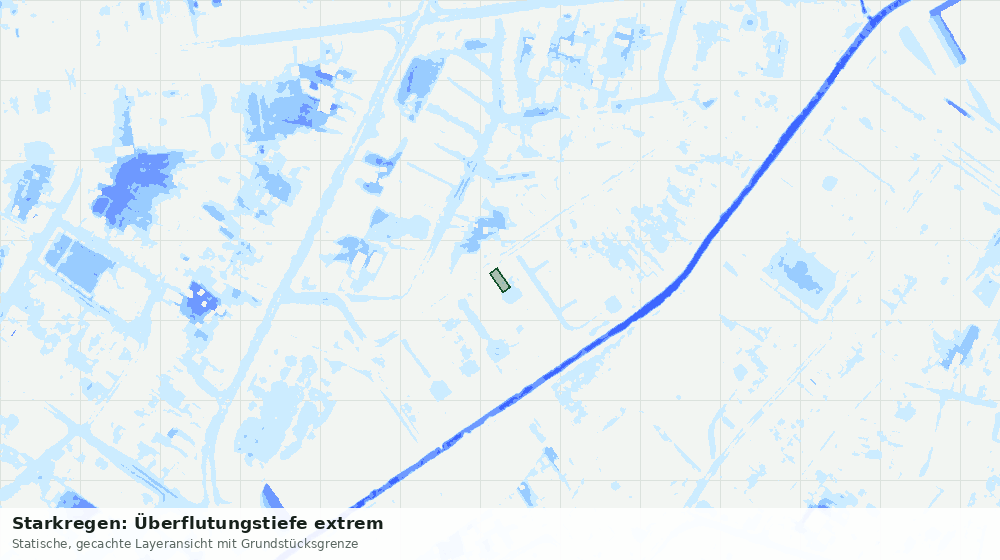 Statische Kartenansicht: Starkregen: Überflutungstiefe extrem
