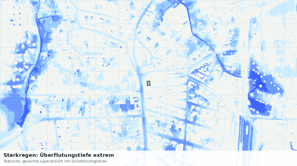 Statische Kartenansicht: Starkregen: Überflutungstiefe extrem