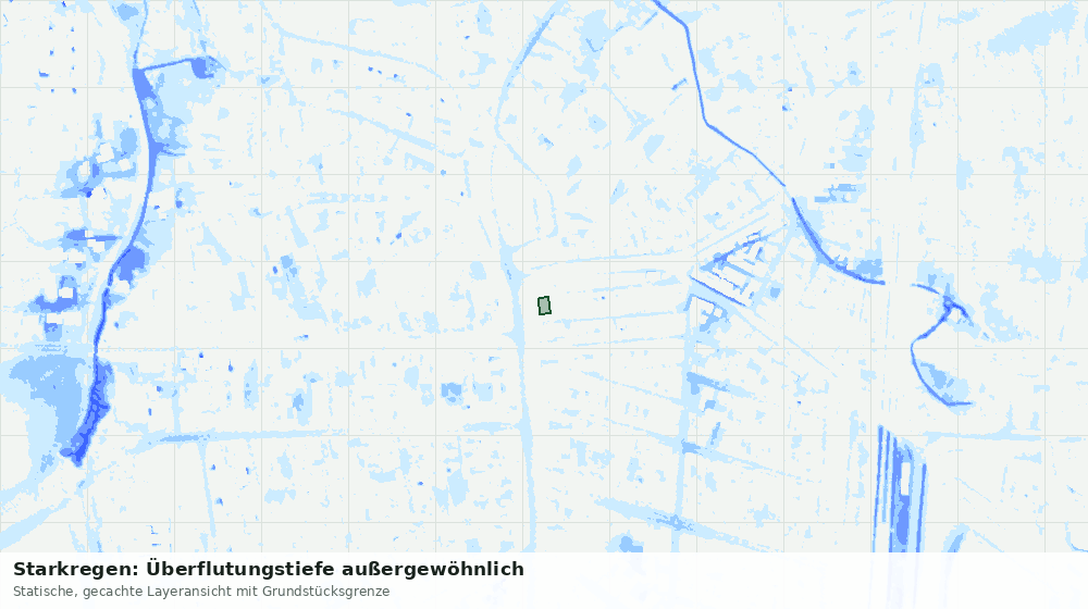Statische Kartenansicht: Starkregen: Überflutungstiefe außergewöhnlich