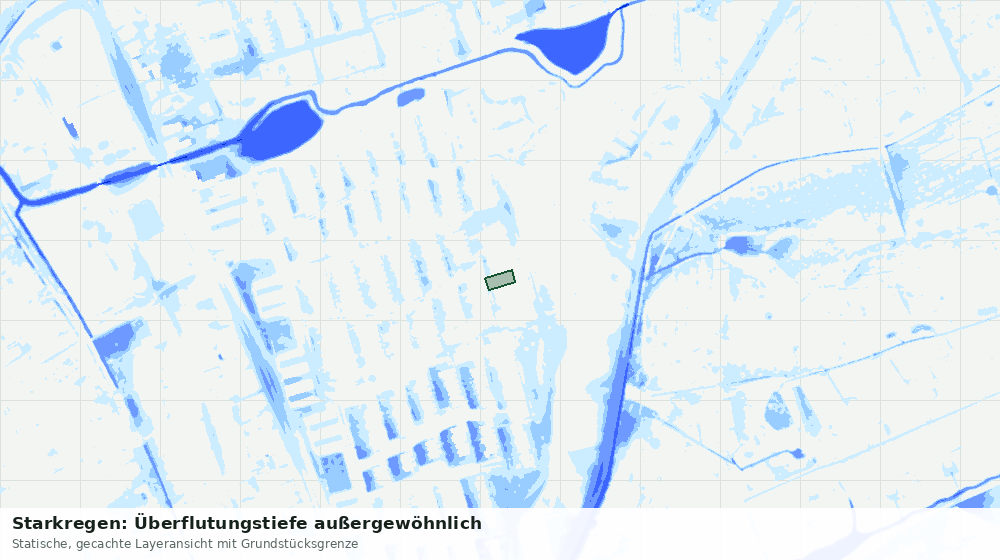 Statische Kartenansicht: Starkregen: Überflutungstiefe außergewöhnlich
