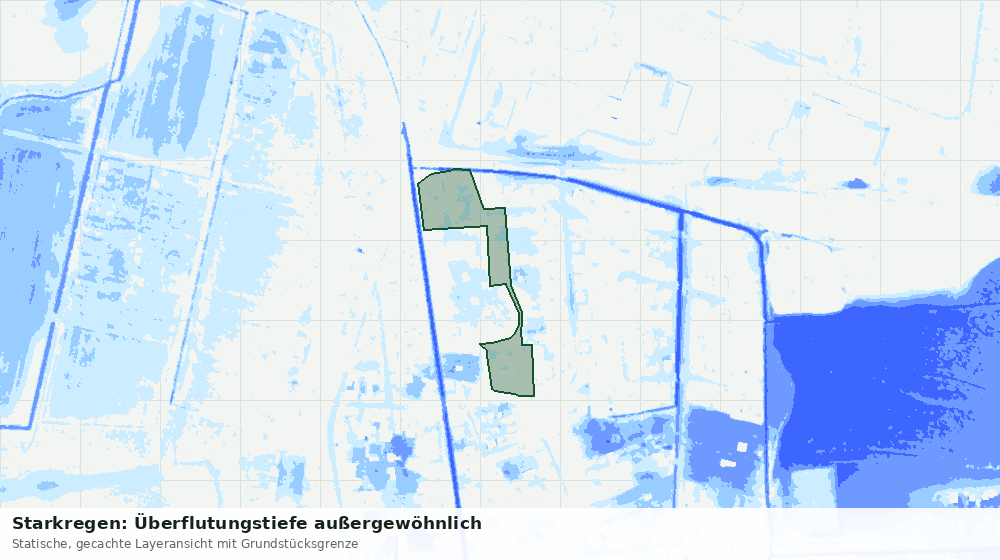 Statische Kartenansicht: Starkregen: Überflutungstiefe außergewöhnlich
