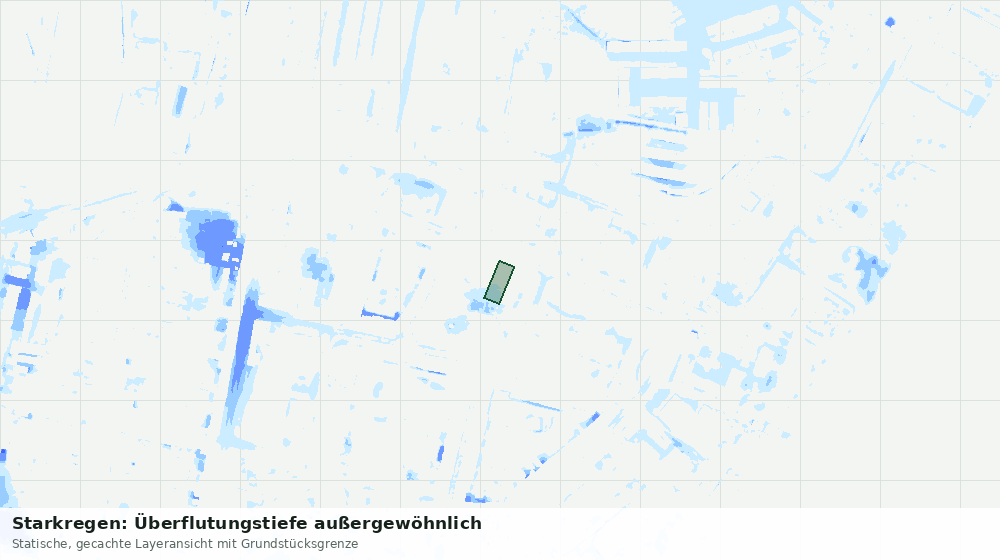 Statische Kartenansicht: Starkregen: Überflutungstiefe außergewöhnlich
