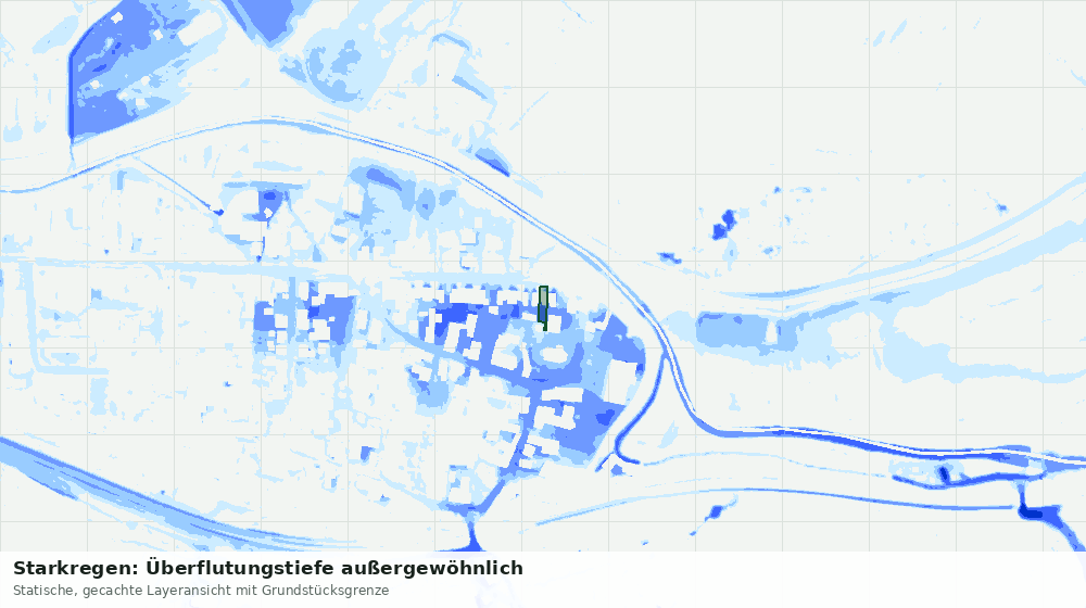 Statische Kartenansicht: Starkregen: Überflutungstiefe außergewöhnlich