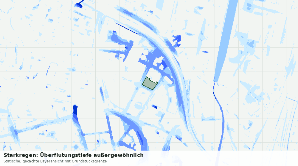Statische Kartenansicht: Starkregen: Überflutungstiefe außergewöhnlich