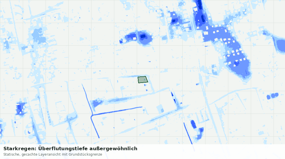 Statische Kartenansicht: Starkregen: Überflutungstiefe außergewöhnlich