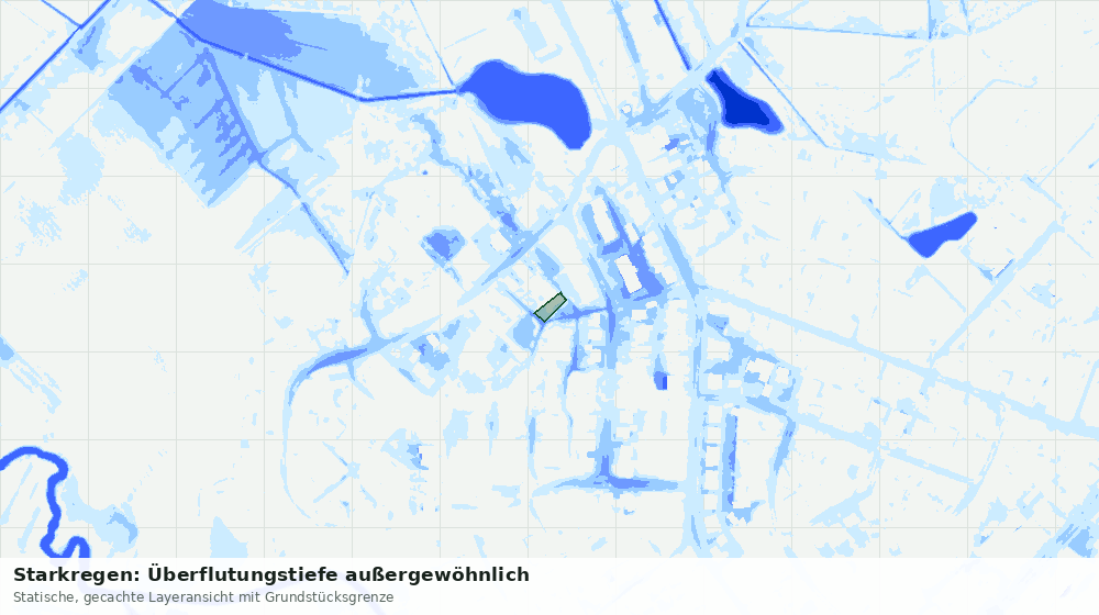 Statische Kartenansicht: Starkregen: Überflutungstiefe außergewöhnlich