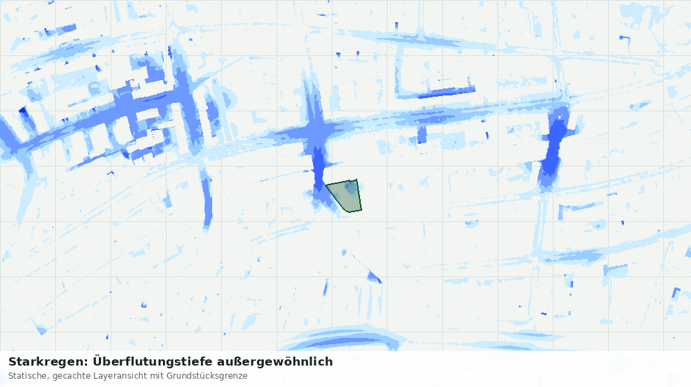 Statische Kartenansicht: Starkregen: Überflutungstiefe außergewöhnlich