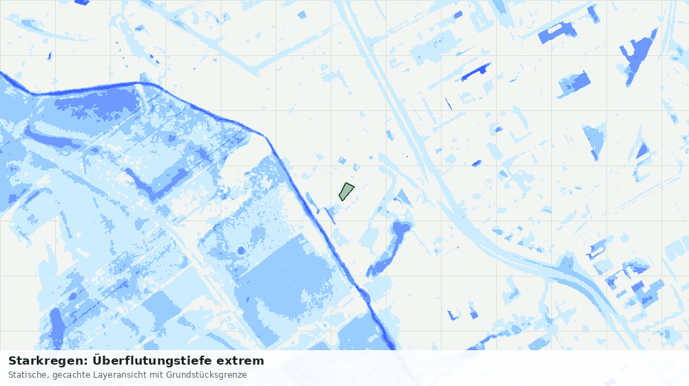 Statische Kartenansicht: Starkregen: Überflutungstiefe extrem