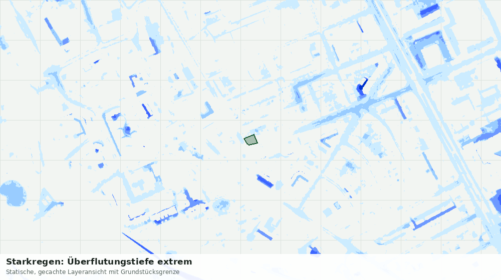Statische Kartenansicht: Starkregen: Überflutungstiefe extrem